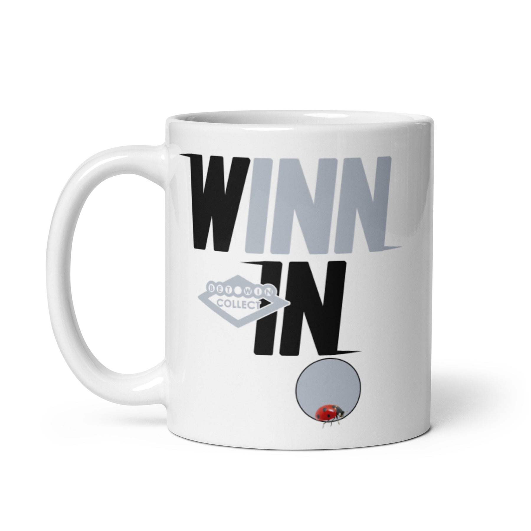 WINNIN EDITION Grey and Black White Glossy Mug
