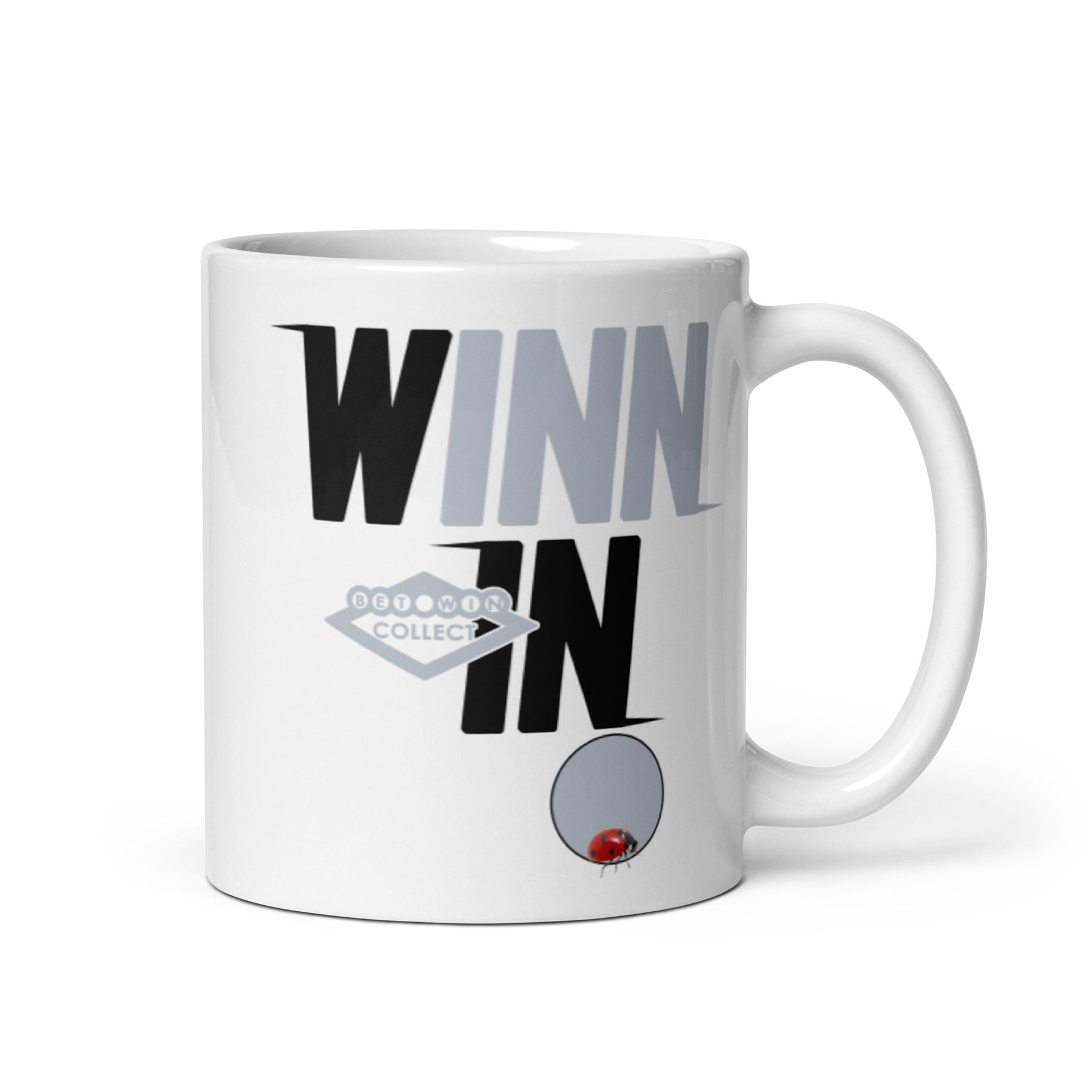 WINNIN EDITION Grey and Black White Glossy Mug